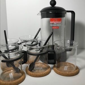 Bodum Carafe 4 Glass Coffee Cups Cork Coasters